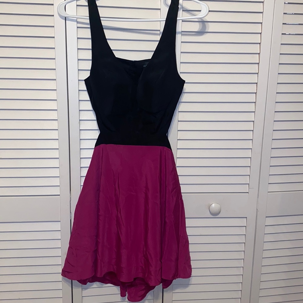 Marciano Cut Out Flare Mini Dress Black Pink Magenta size 2